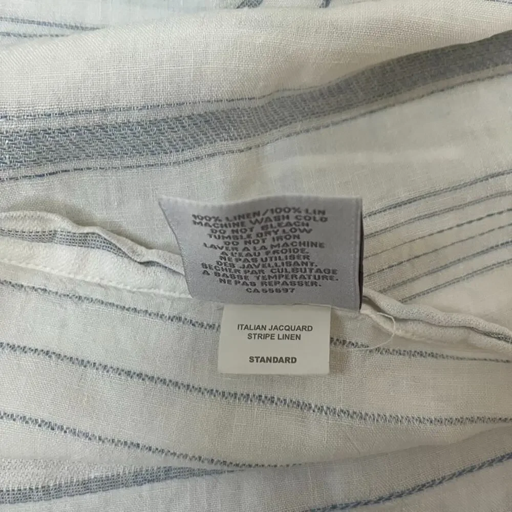 Restoration Hardware Standard Sham Italian Jacquard Stripe Linen